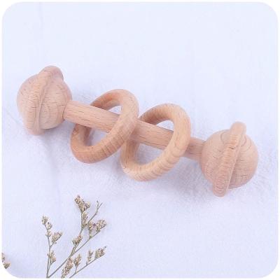 中国 Baby Teething Toys Organic Beech Wood Ring Teether Wooden Baby Rattle Teething Toys 販売のため