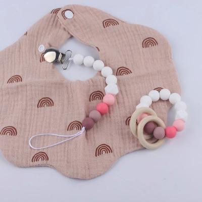 China Wholesale Custom Reusable Food Grade Silicone Beads Dummy Clip Silicone Baby Nipples Pacifier Chain Clips Holder Case Set for sale