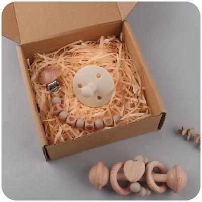 China Custom Wooden Teething Toys Bath Set Gift Box Baby Rattle Toy Te koop