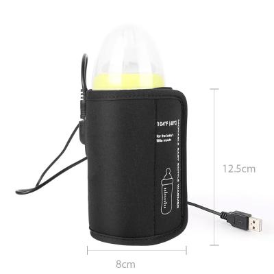 China Movable Portable Safety Waterproof Travel Bottle Warmer Black Usb Heating Baby Milk Bottle Warmer for sale