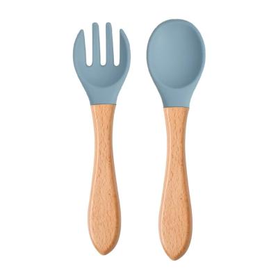 Chine Food Grade Silicone Fork And Spoon Baby Training Set BPA Free à vendre