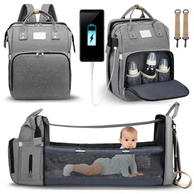 China New Arrival Folding Waterproof Maternity Handbag Stroller Baby Nappy Bag Bed Backpack Diaper Bag With Bassinet for sale