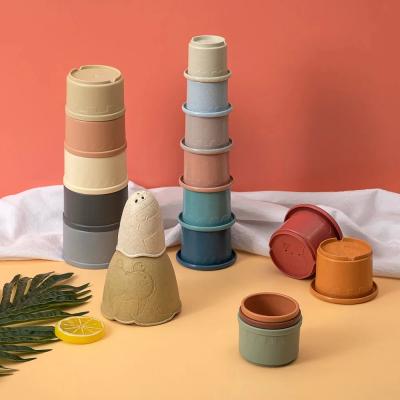 China Colorful Silicone Stacking Cups Flexible Tower Cups Eco Friendly for sale