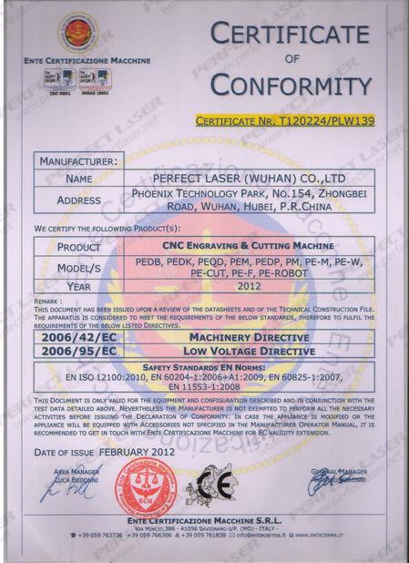 Certificate of Conformity - Perfect Laser (Wuhan) Co.,Ltd.