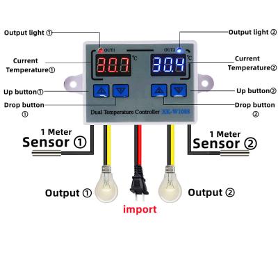 China Dual LED Digital Thermometer Controller Electric Heating 220V for sale