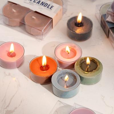 中国 3hrs Shopping Gift Box Aromatherapy Soy Wax Colors Tea Light Candle Handmade 4pcs 販売のため