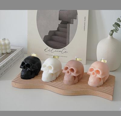 China In Stock Factory Direct Sales Christmas Halloween Pink Black Nude White Scented Skulled Shape Candles For Halloween Gift for sale