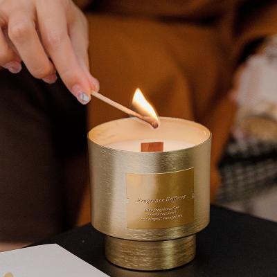 China Soy Wax Tin Can Candle Black Frosted Ceramic Cup Wilderness Light Aromatherapy for sale