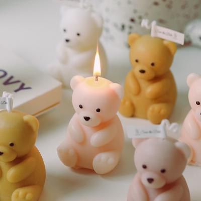 China Birthday Handcraft Decoration Handmade Teddy Bear Shaped Candle Scented for sale