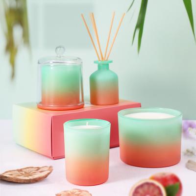 China In Stock Handmade Custom Pink Gradient Color Decorative Scented Candle Gift Set for sale