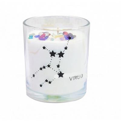 China Wholesale Soy Wax Luxury Custom glass printing Scented candle jar for sale