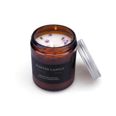 China De Etherische oliekaarsen Amber Glass Candle van het Eco Vriendschappelijke Privé Etiket 4 Oz Te koop
