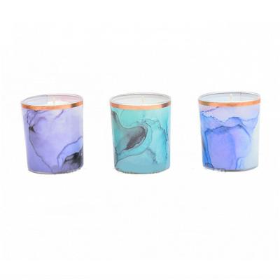 China Scented Marble Pillar Candles Organic Soy Candles With Wood Wick for sale