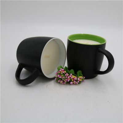 China Scented Matte Black Ceramic Citronella Candle Tea Cup Candle for sale