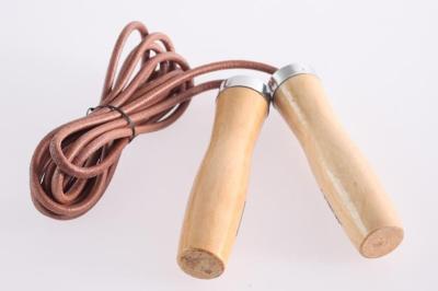 China Leather Speed Bearing Jump Rope with red beech Wooden Handle for sale