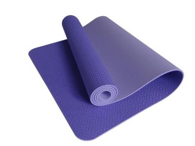 China purple colour TPE yoga mat, anti-slip waterproof yoga mat for sale