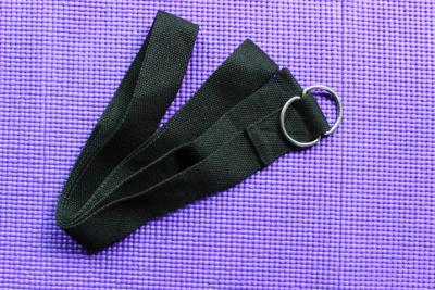 China Black 173cm Cotton Yoga Strap,Yoga Pilates Stretch Strap for sale