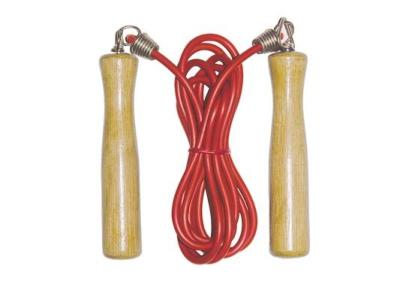China PVC rope solid wooden handle skipping rope-jump exercise accessories for sale