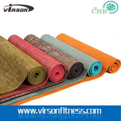 China Virson  eco jute cloth pvc yoga mat.chepst gym/fitness yoga mat. pvc yoga mat for sale