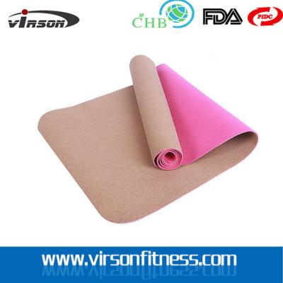 中国 Ningbo virson Anti--slip eco cork TPE yoga mat.New Product Cork TPE Yoga Mat Manufacturer 販売のため