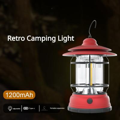 中国 Outdoor retro American camping light 3 gears adjustable USB rechargeable portable camping tent flashlight 販売のため