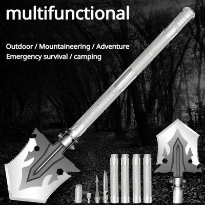 China Outdoor multifunctional military shovel, camping survival, mountaineering, fishing, four section shovel, foldable garden en venta