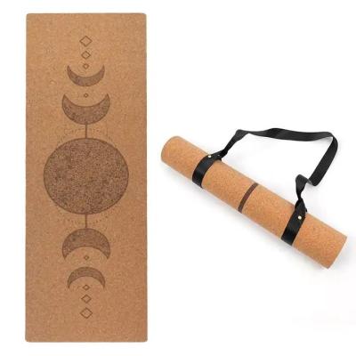 China Eco Friendly Cork Alignment Yoga Mat and Block Set Custom Print Rubber Large Thick for Working Out Stretching for sale