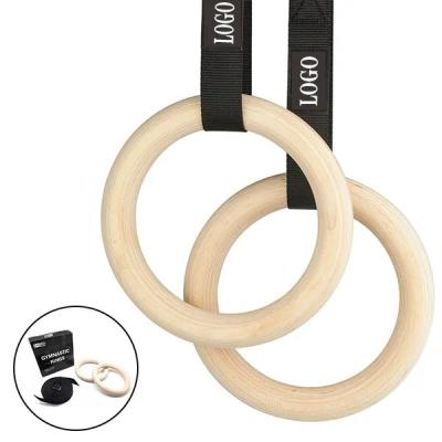 China Body Workout Exercise adjustable strap wooden gym ring Gymnastics Rings for sale