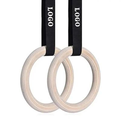 China High Quality Wood Adjustable Straps Pull Gym Gymnastic Rings Wooden fitness ring for sale