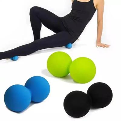 China Custom yoga shoulder neck physical Massage therapy ball peanut roller silicone fitness foot double massage ball for sale