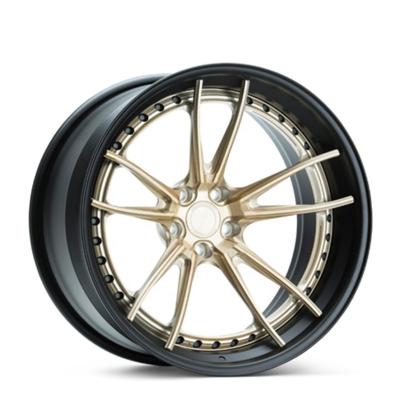 China factory Customized brushed grey or bronze luxury 2 piece staggered alloy forged wheel rims for sale