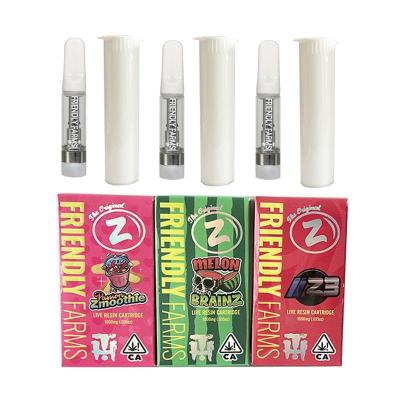 China Friendly Farms Packaging With 0.8ml empty carts Vape Cartridge ceramic coil with tube and flavor sticker for sale