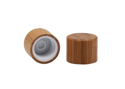 China Bamboo Covered Plastic Screw Cap With Insert For Bottles 24mm for sale