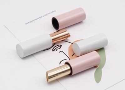 China Pink Slim Empty Lipstick Container Tube Cylinder White Aluminum for sale