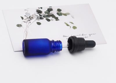 China Cosmetic Glass Dropper Essential Oil Bottle Frosted Blue 100ml With Plastic Dropper for sale