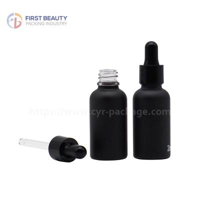 China Matte Black Essential Oil Bottle Dropper 100ml Smooth for sale