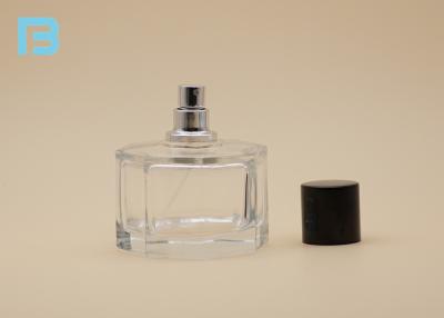 China Black Cap Cosmetic Spray Bottle , 50ml Hexagonal Perfume Bottle Heavy Wall for sale