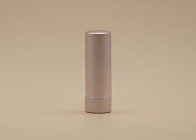 China Pale Pink Rose Color Cosmetic Lipstick Containers Metallic Simple Sense 3.5g Cylinder Shape for sale