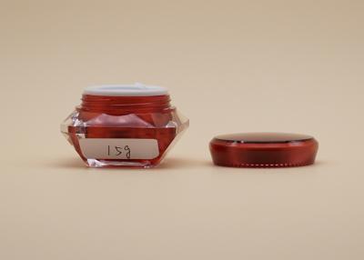 China Diamond Cosmetic Cream Containers , Red Color Arcylic Small Cosmetic Pots for sale
