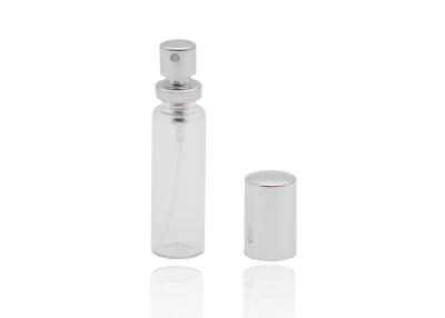 China 10 Ml Refillable Plastic Spray Bottles With 13 / 415 Shiny Silver Perfume Sprayer for sale