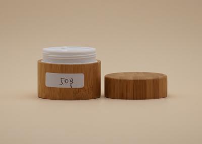 China 30g 50g Cosmetic Cream Containers With Bamboo Material Outside PP Plastic Inner for sale