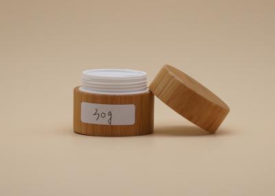 China Round Shape Bamboo Cosmetic Containers Plastic Inner Volume 15g 30g for sale