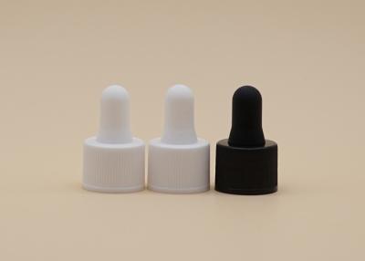 China Silicone Teat Essential Oil Dropper Ribbed Black / White Collar Screw Closure for sale