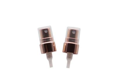 China 12mm Aluminum Rose Gold Mist Sprayer Pump Screw Neck With Clear Half Cap for sale
