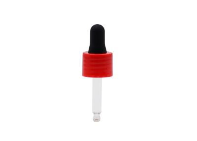 China 18mm Plastic Pipette Droppers Red Closure Matte Black Teat For Essential Oil for sale