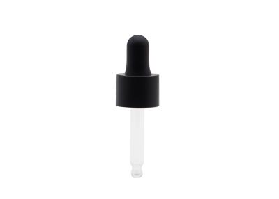 China 18mm Matte Black Aluminum Essential Oil Dropper With Matte Black Silicone Teat for sale