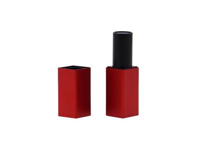 China Square Aluminum Red Empty Lipstick Tubes Container 3.5g With Magnet Case for sale