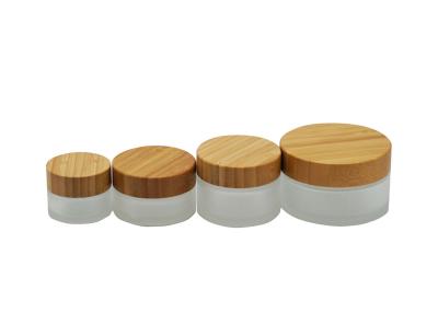 China Natural Bamboo Cream 30g Luxury Glass Cosmetic Jars for sale
