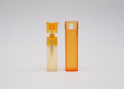 China Green Orange Square Plastic 10ml Travel Perfume Atomiser Bottle for sale