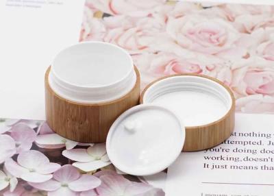 China Cosmetic Packaging Bamboo Cream Jars Refillable Leak Proof for sale